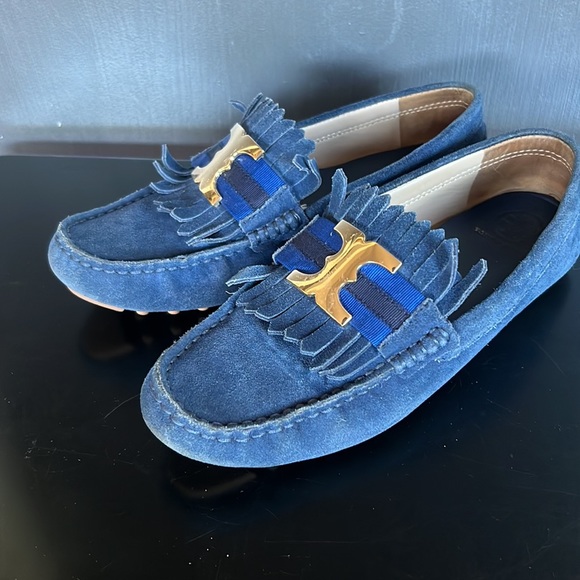 Tory Burch Gemini link loafers blue suede - Picture 4 of 7
